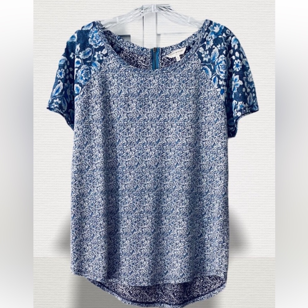 Lucky Brand HP Blue Floral Boho Blouse